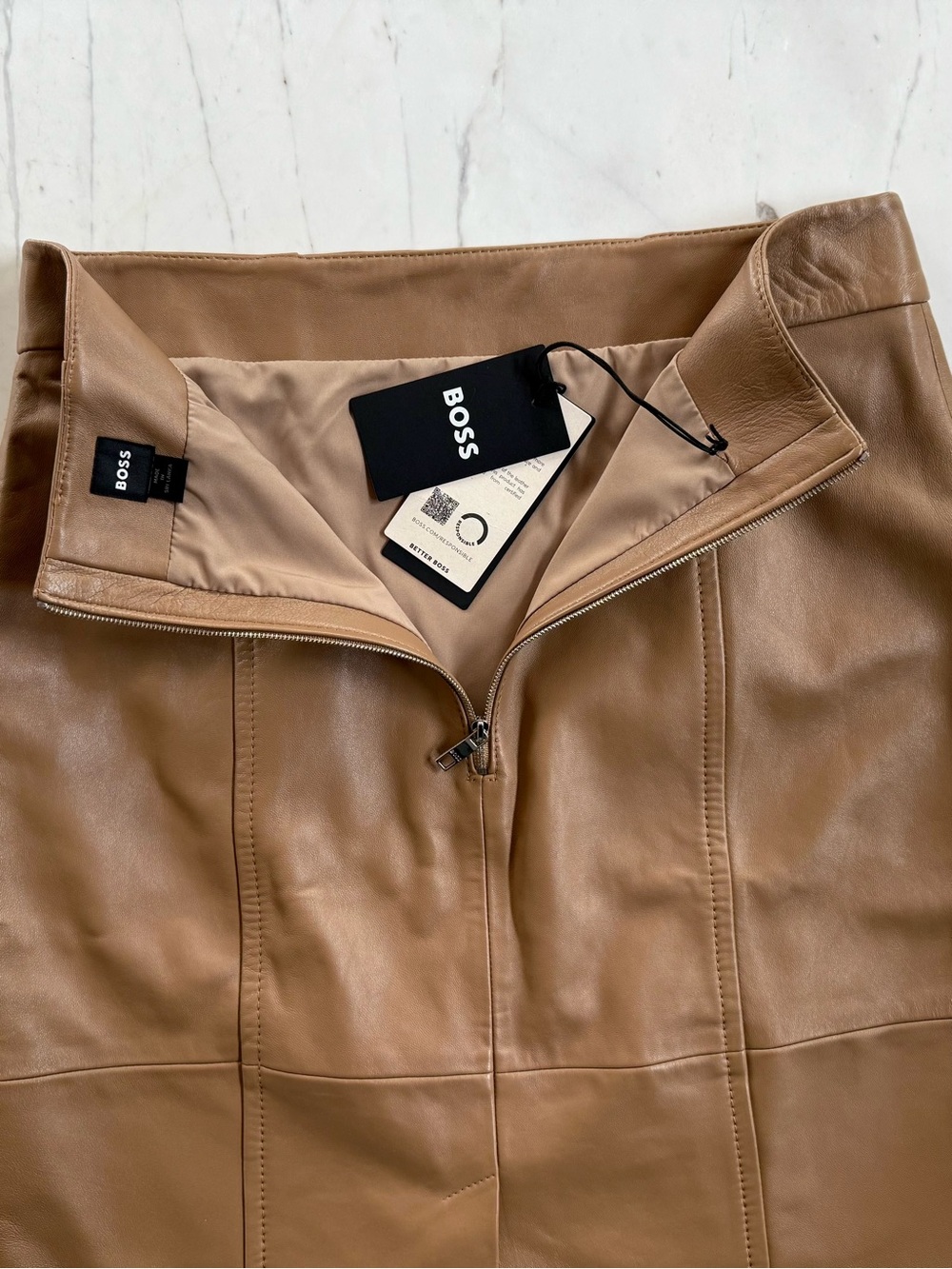 New BOSS Seleni Leather Pencil Skirt - Picture 5 of 16